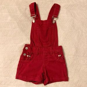 Girls Deep Red Overalls